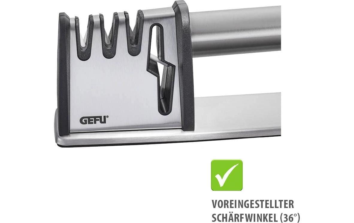 Gefu Colt Pro – Messerschärfer 6 × 22 × 22 cm, Edelstahl/Keramik/Kunststoff, Schwarz/Silber