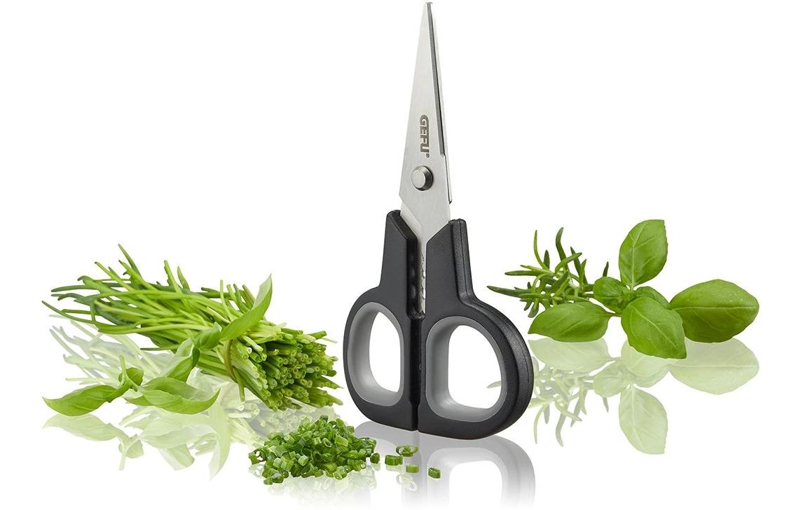 Gefu BOTANICO – Küchenschere 12,6 cm, Edelstahl/Kunststoff, Schwarz/Silber