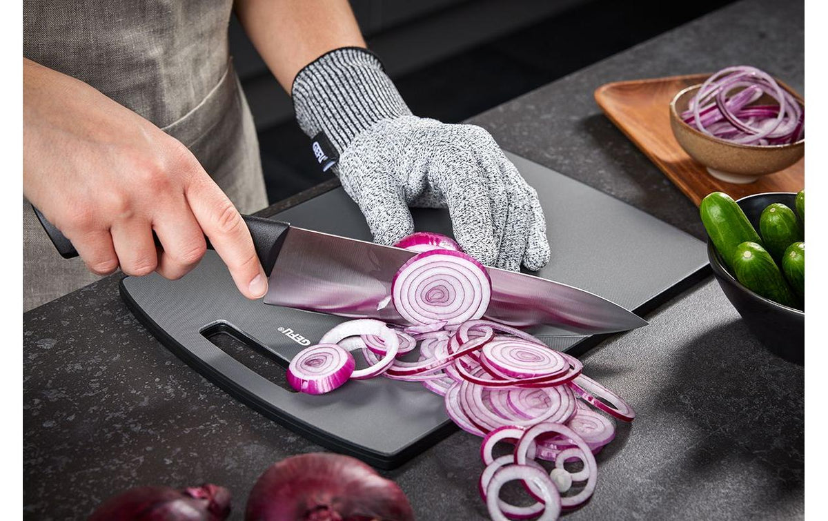 Gefu Schnittschutzhandschuhe SECURO – Universalgrösse, 1 Stück – Glasfasergewebe/Polyester/Kunststoff, Silber