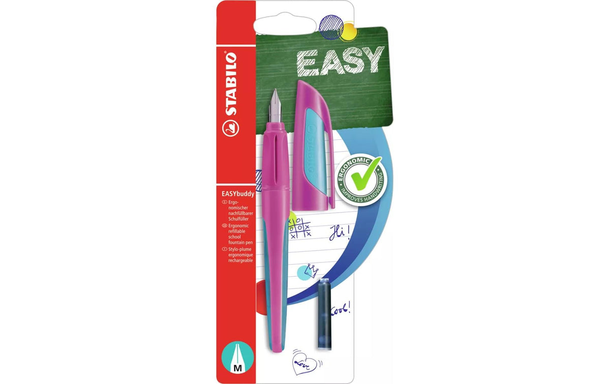 STABILO Easybuddy – Füllfederhalter – M – Pink/Hellblau