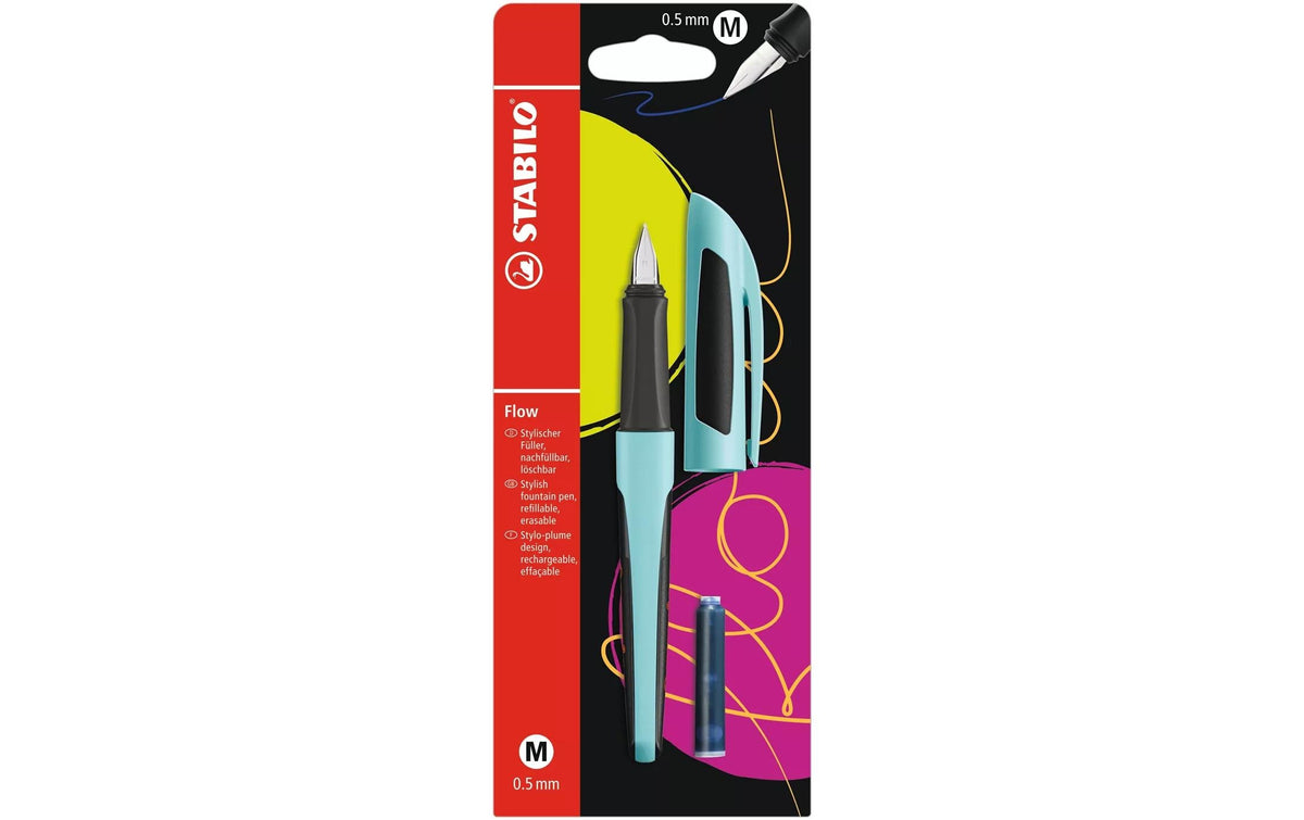 STABILO Flow SPORTY – Füllfederhalter – M – Hellblau – Edelstahl