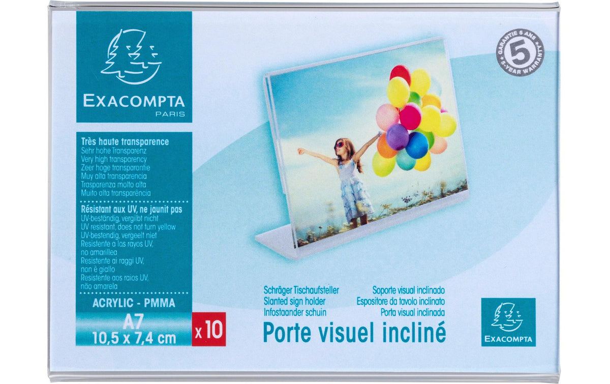 Exacompta Tischaufsteller – für A7 – Querformat – Transparent – Acryl – 10 Stk.