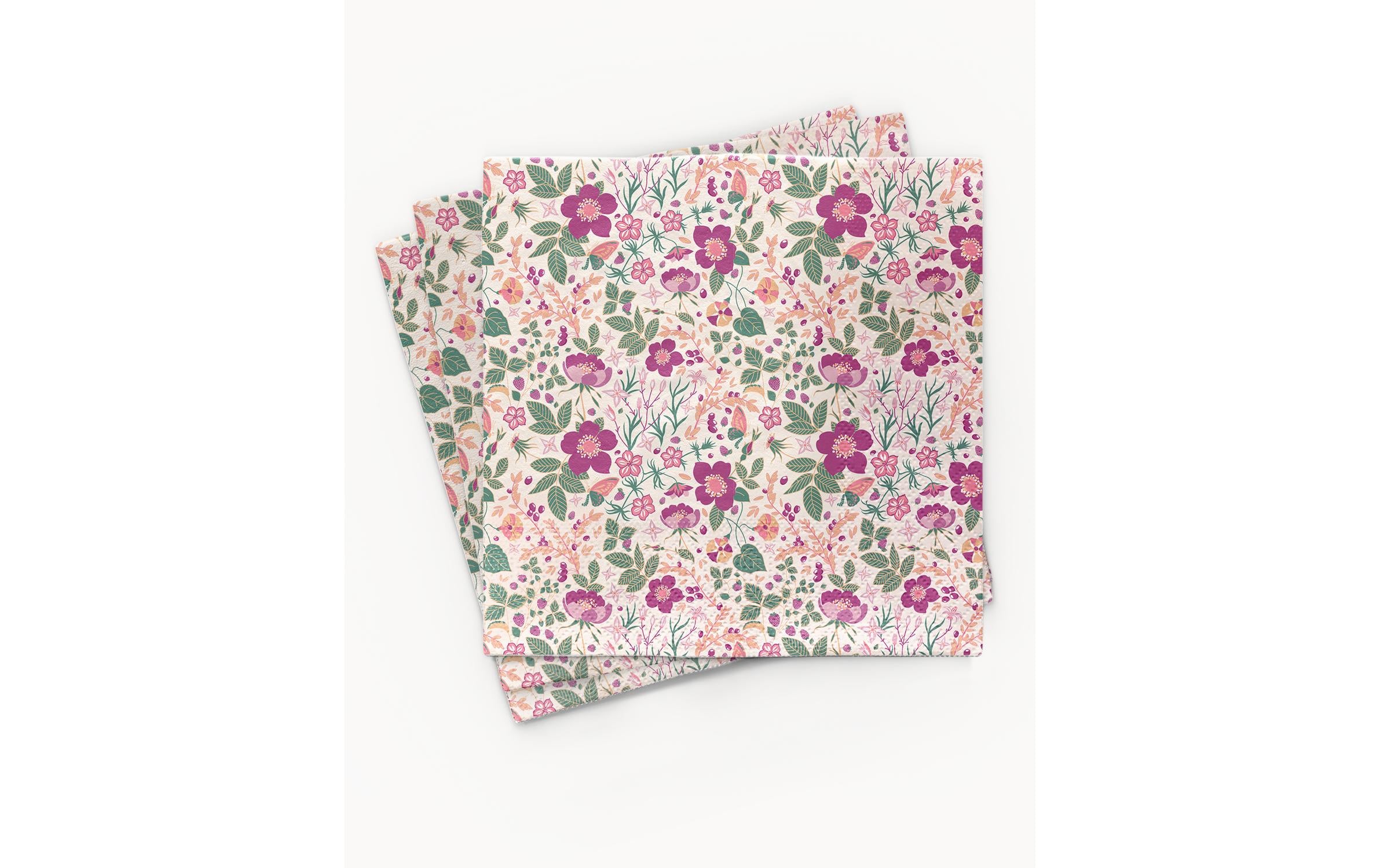 Chic-mic Servietten Blume – mehrfarbig – 33 × 33 cm, Bambuspapier, 3-lagig – 20 Stück