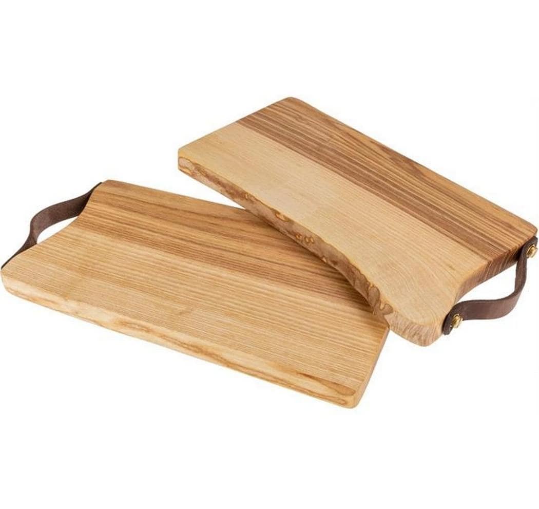 Creanorm Schneidebrett 14 × 32 × 2 cm, Esche/Leder, Braun