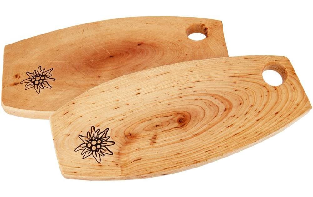 Creanorm Schneidebrett 17 × 38 × 2 cm, Erle, mit Griffen, Braun