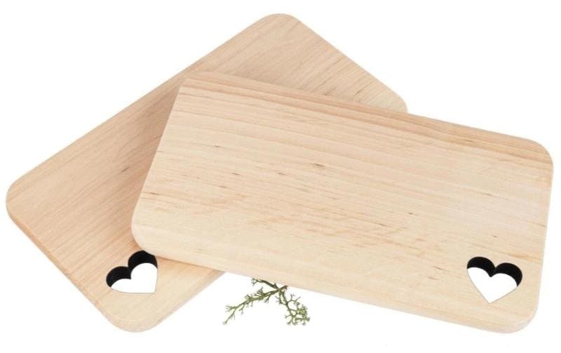 Creanorm Schneidebrett 12,5 × 22,5 × 1,2 cm, Holz (Erle), herzförmig, weiss