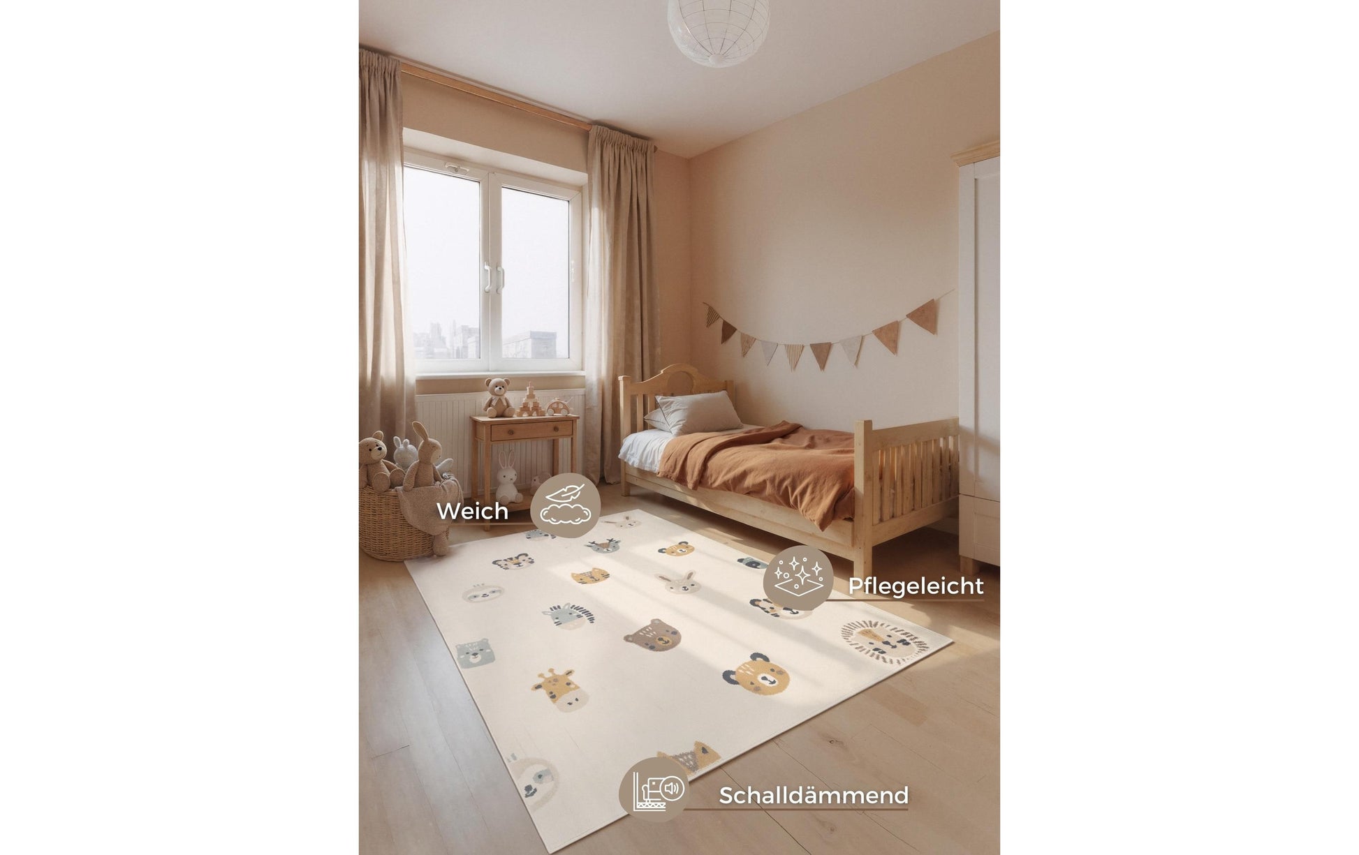 Hanse Home Kinderteppich Tiny Zoo – 160 × 235 cm, Mehrfarbig, Polypropylen