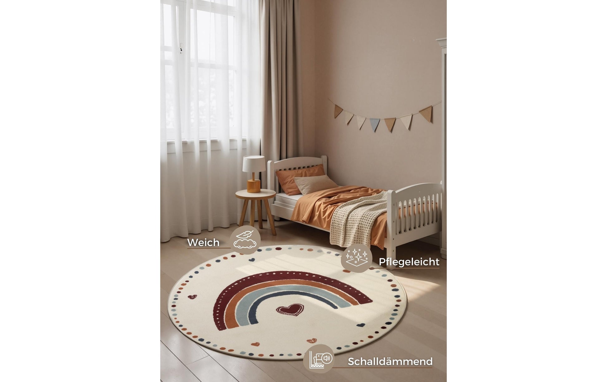 Hanse Home Luvy Kinderteppich – Ø 160 cm – Polypropylen, mehrfarbig