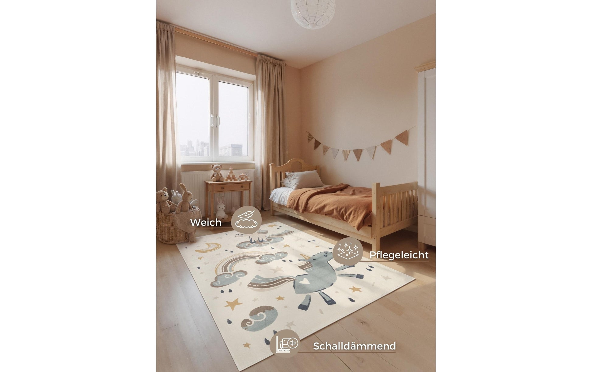Hanse home Kinderteppich Einhorn – 160 × 235 cm – Polypropylen, mehrfarbig