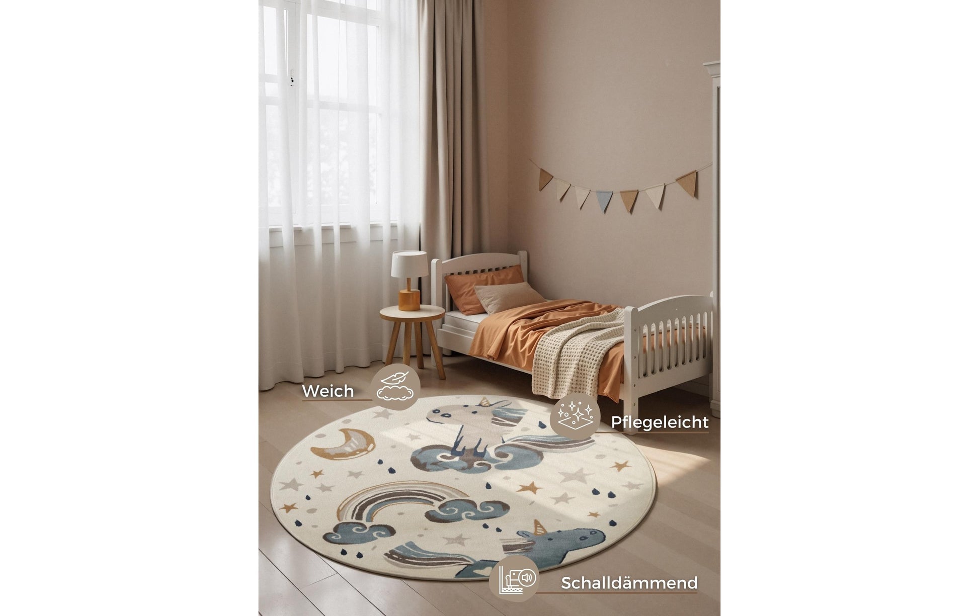 Hanse Home Spielteppich Einhorn – 160 cm, Mehrfarbig, Polypropylen