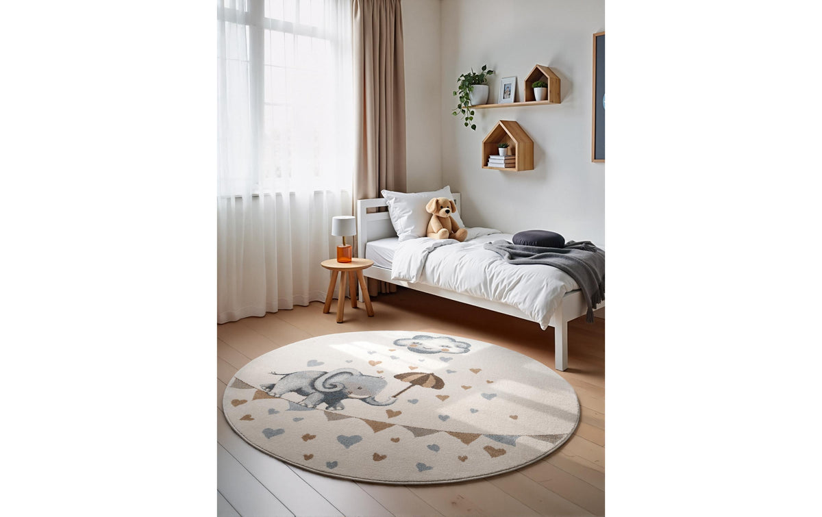Villeroy & Boch Bodenmatte Elephant Rainy – Ø 160 cm, Creme, 100% Polypropylen
