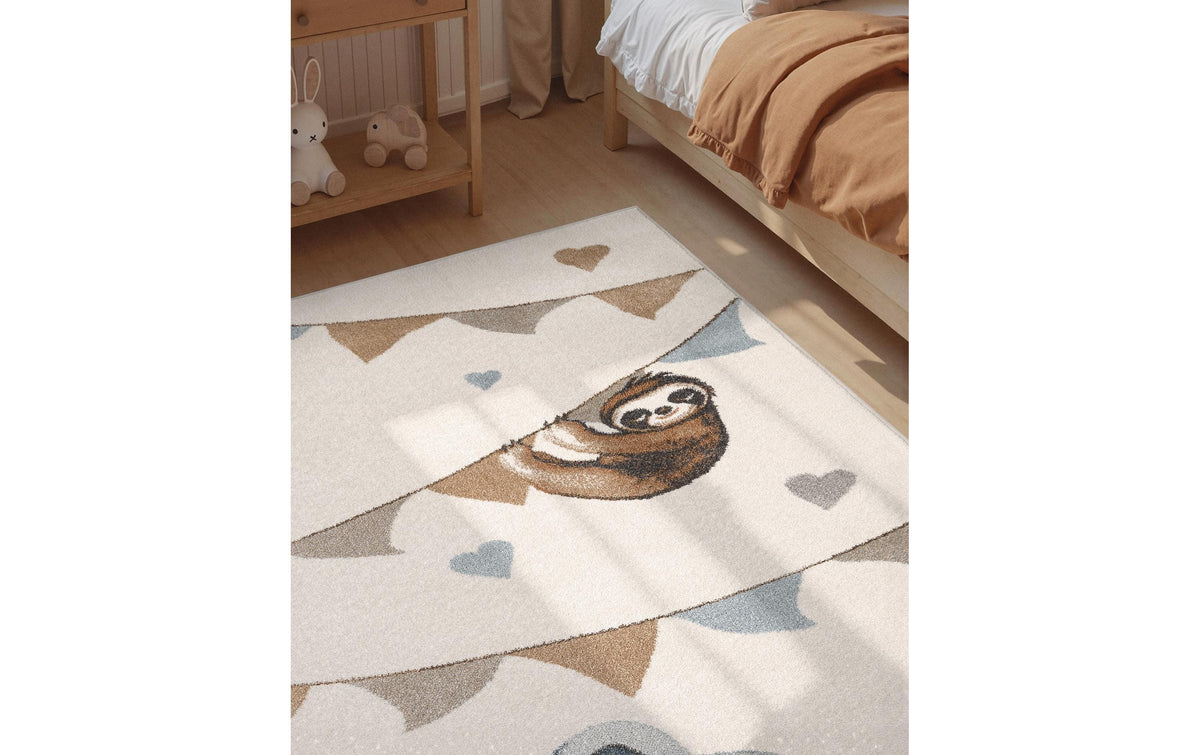 Villeroy & Boch Bodenmatte Kind Elefant Regenbogen Party – 160 × 230 cm, Creme, 100% Polypropylen