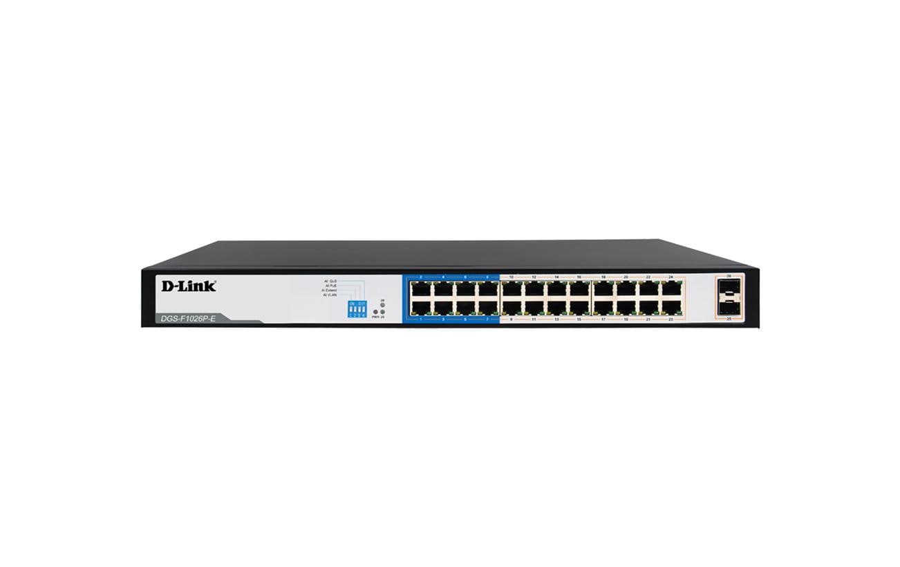 D-Link DGS-1026P/E – Managed Switch – 24×GbE, 2×SFP, L2, PoE+ 240 W