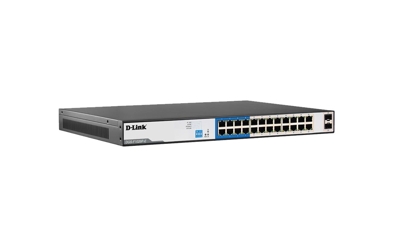 D-Link DGS-1026P/E – Managed Switch – 24×GbE, 2×SFP, L2, PoE+ 240 W