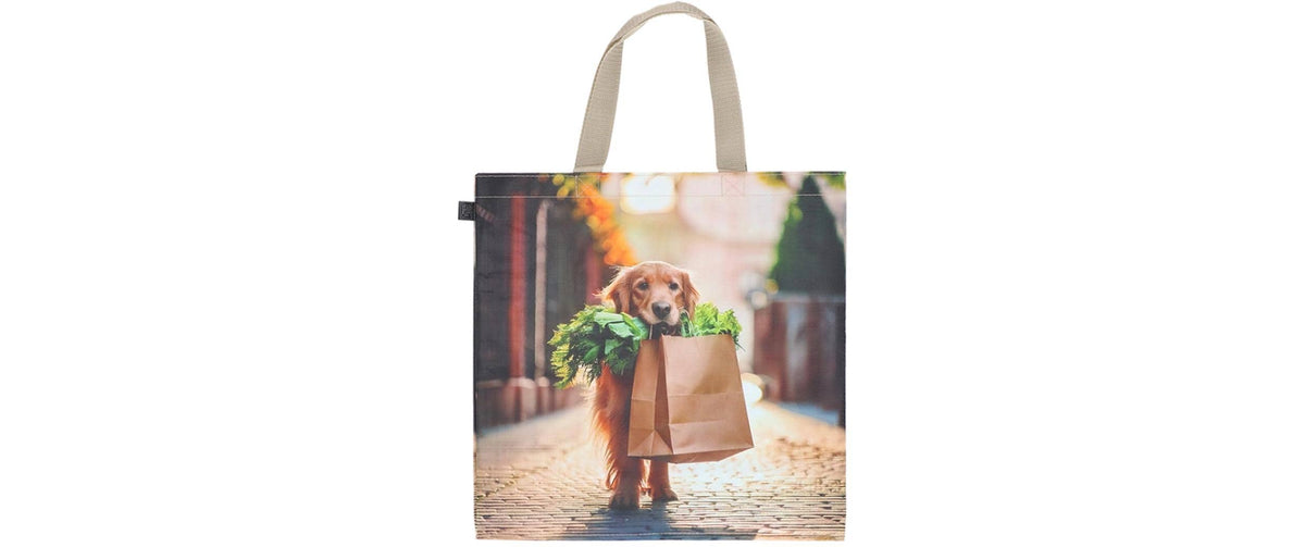 Esschert Design Stofftasche Polypropylen (PP), Motiv Einkaufender Hund, 400×410×150 mm