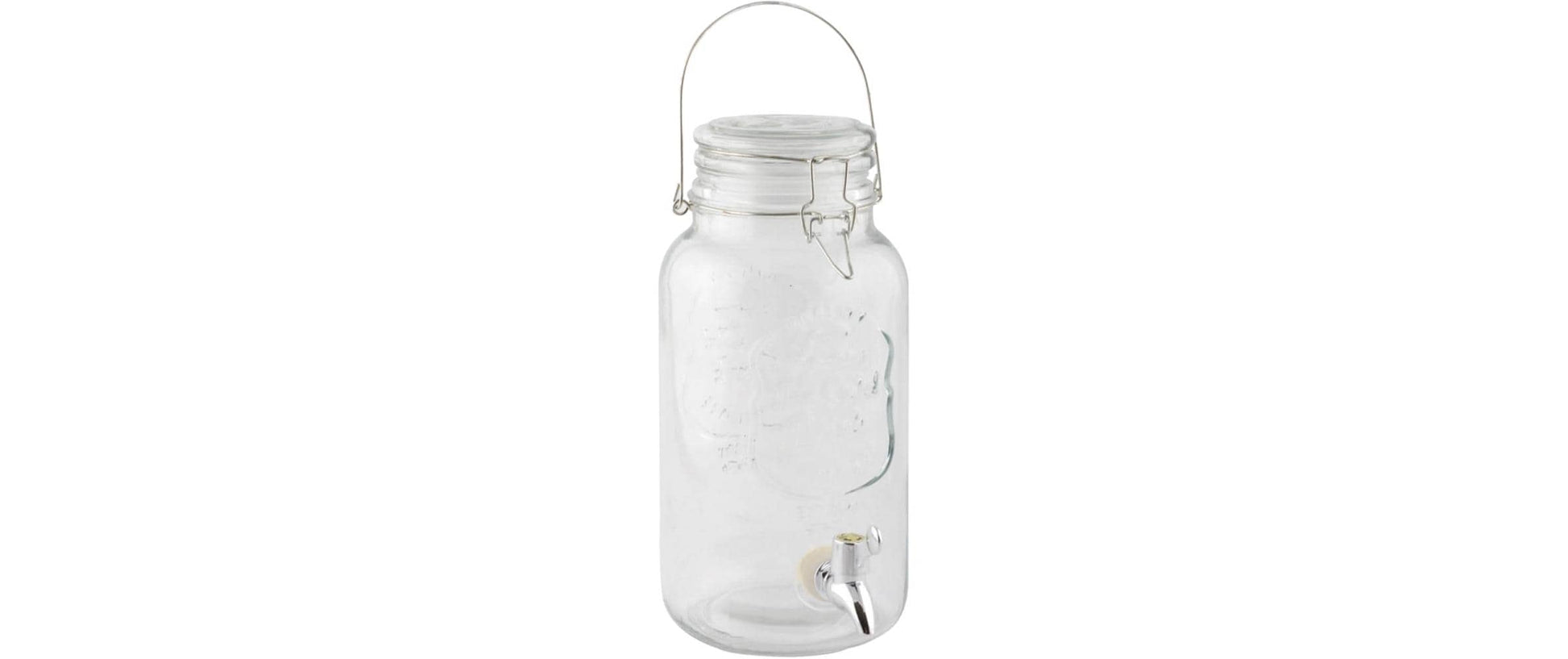 Esschert Design Saftspender mit Drahtbügel – Transparent – 3.600 ml – Glas/Metall/PE/PP – 1 Stk