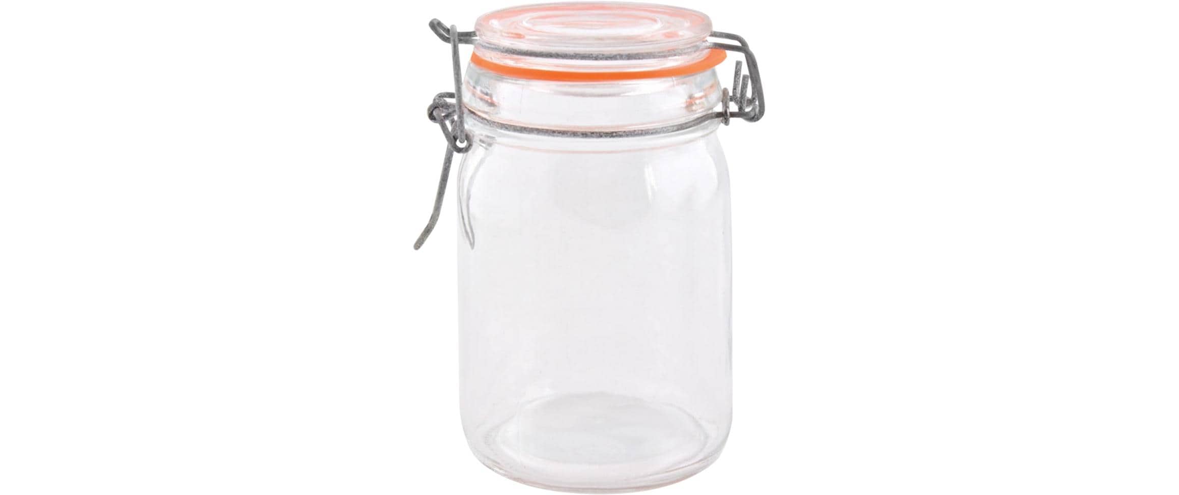 Esschert Design Vorratsdose 230 ml, Ø 7 × 11,8 cm, Glas/Gummi/Metall, transparent