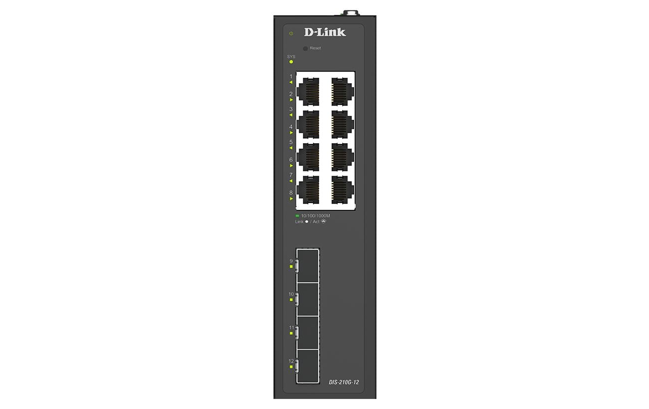 D-Link DIS-210G-12UP – Managed Switch – 8×GbE, 4×SFP, L2/L3, PoE++ 240 W