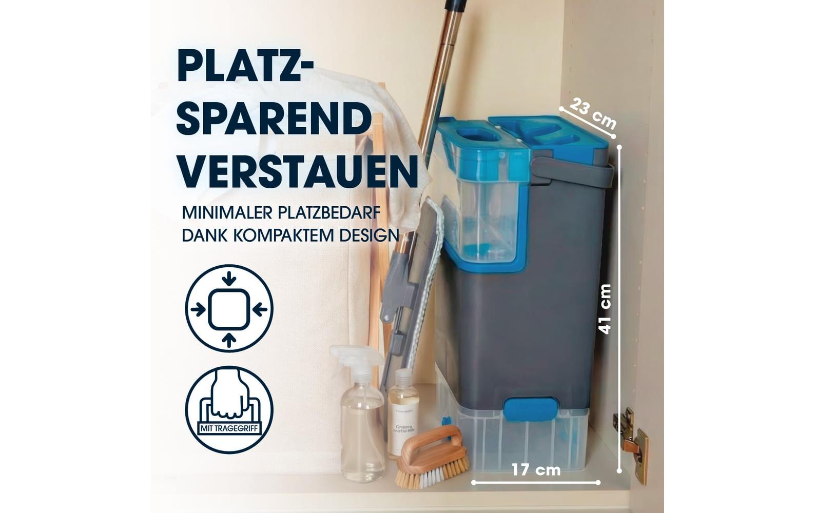 Cleanmaxx Flachwischer Komfort-Mopp – 7 l – Mikrofaser, Edelstahl
