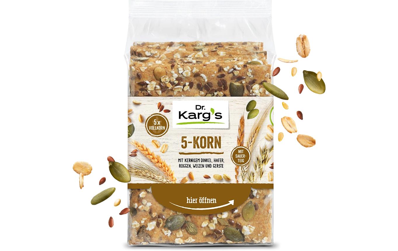 Dr. Karg's Knäckebrot 5-Korn, vegan – 200 g