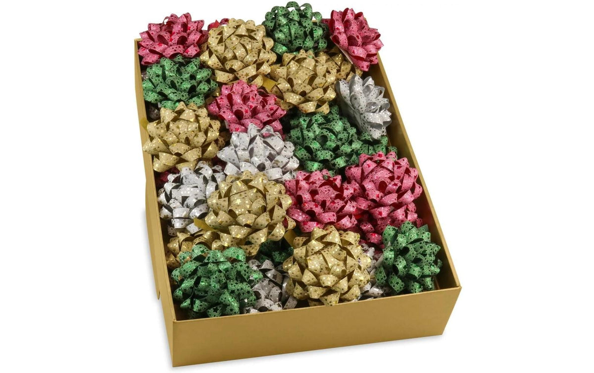 Pattberg Geschenkschleife, Glitter Star, Buntmix, Ø 8 cm, 40 Stk.