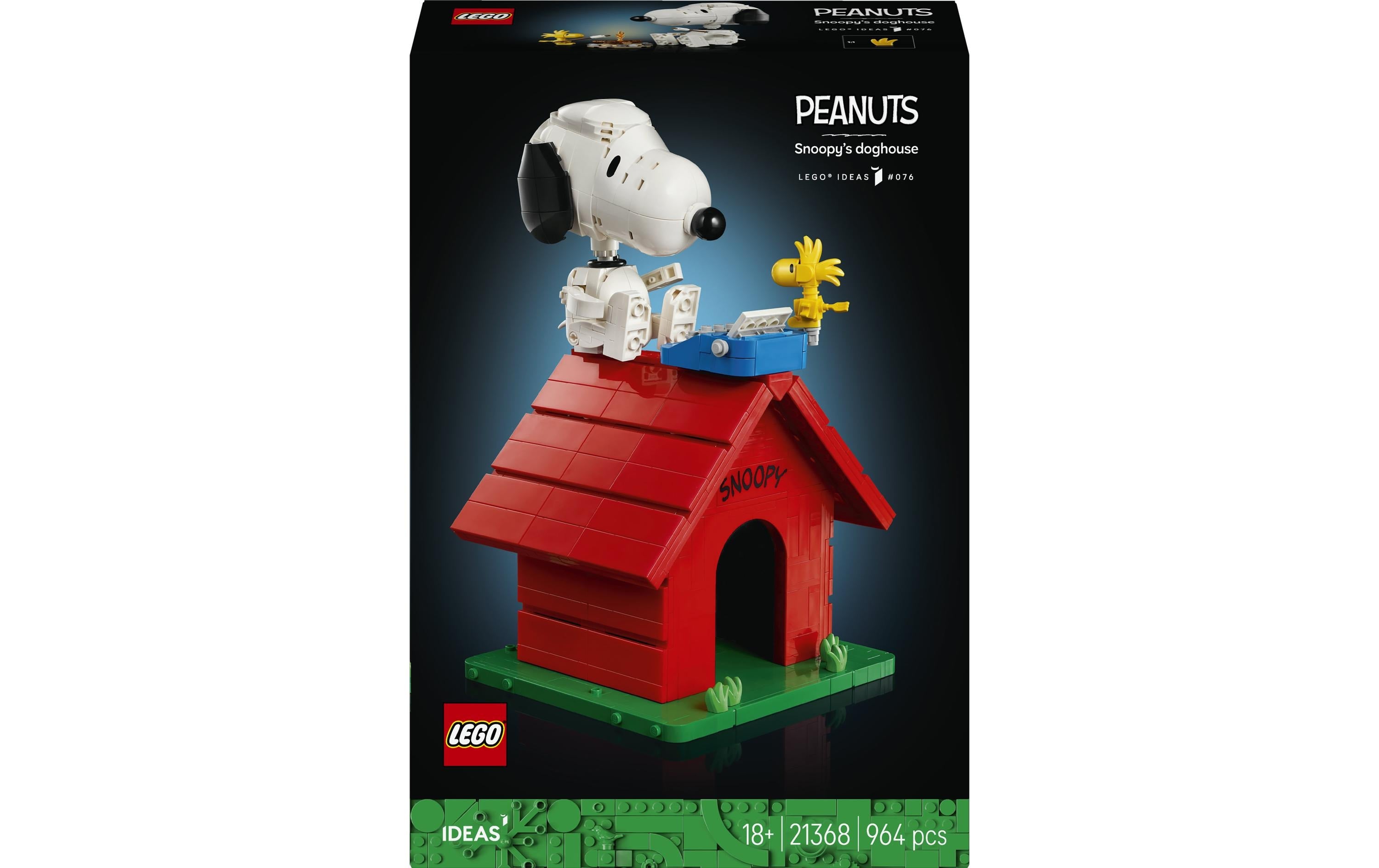 LEGO Ideas Snoopys Hundehütte 3D-Puzzle – Peanuts – 964 Teile – 38,2×9,4×26,2 cm – ab 18 J.