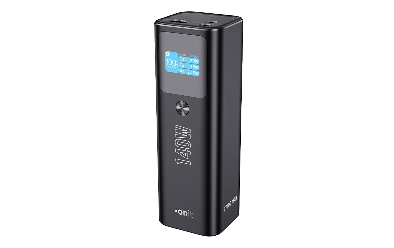 Onit Powerbank 27'600 mAh – 140 W PD, 2× USB-C, 1× USB-A, Anthrazit