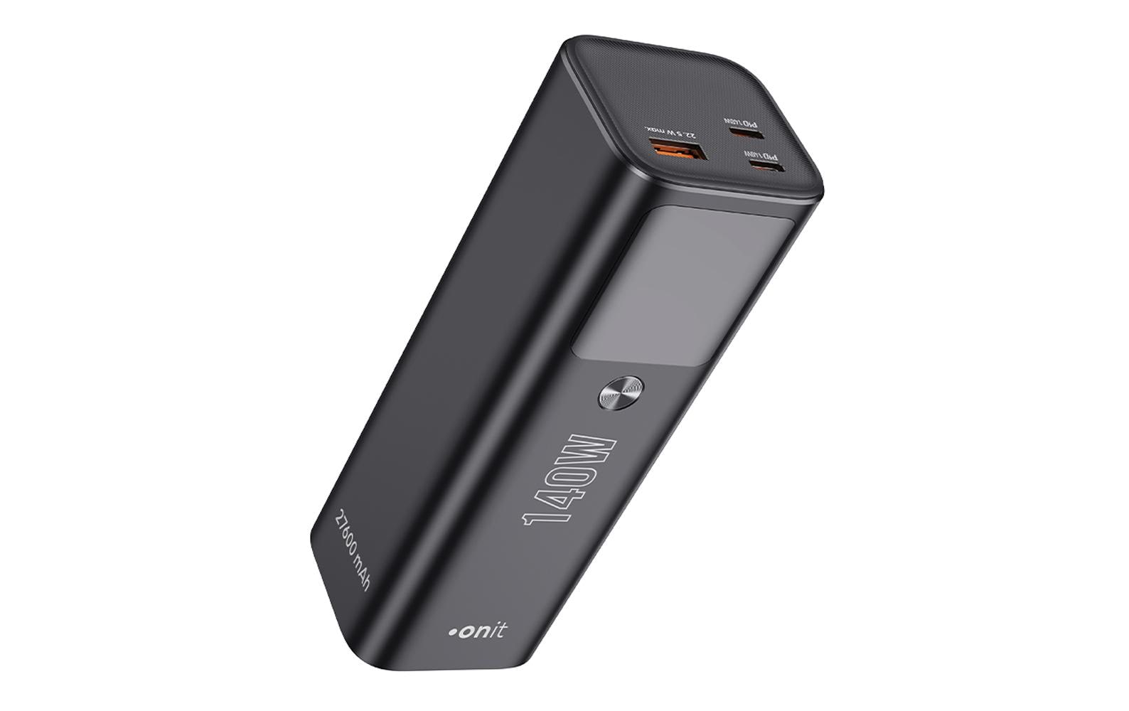 Onit Powerbank 27'600 mAh – 140 W PD, 2× USB-C, 1× USB-A, Anthrazit