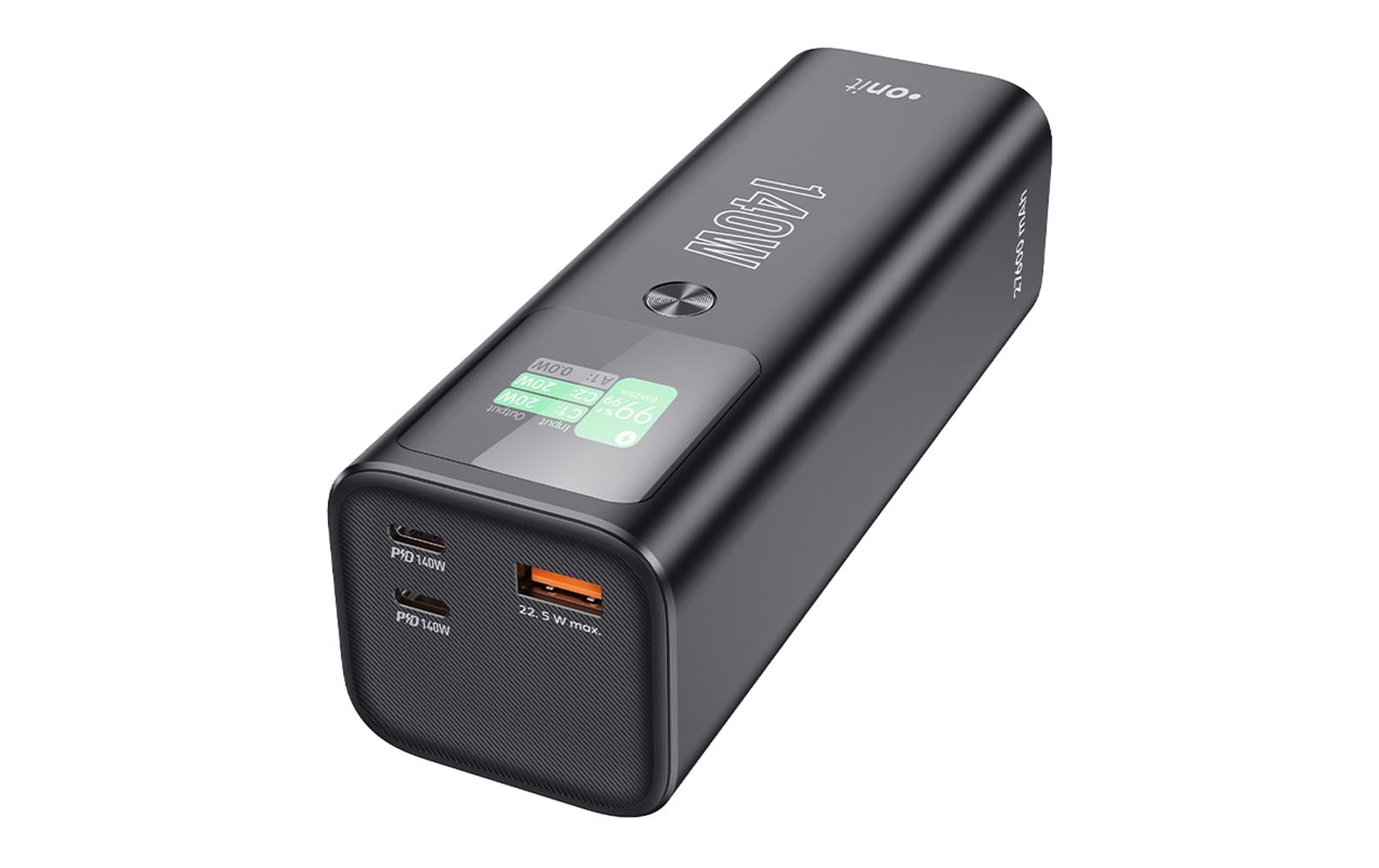 Onit Powerbank 27'600 mAh – 140 W PD, 2× USB-C, 1× USB-A, Anthrazit