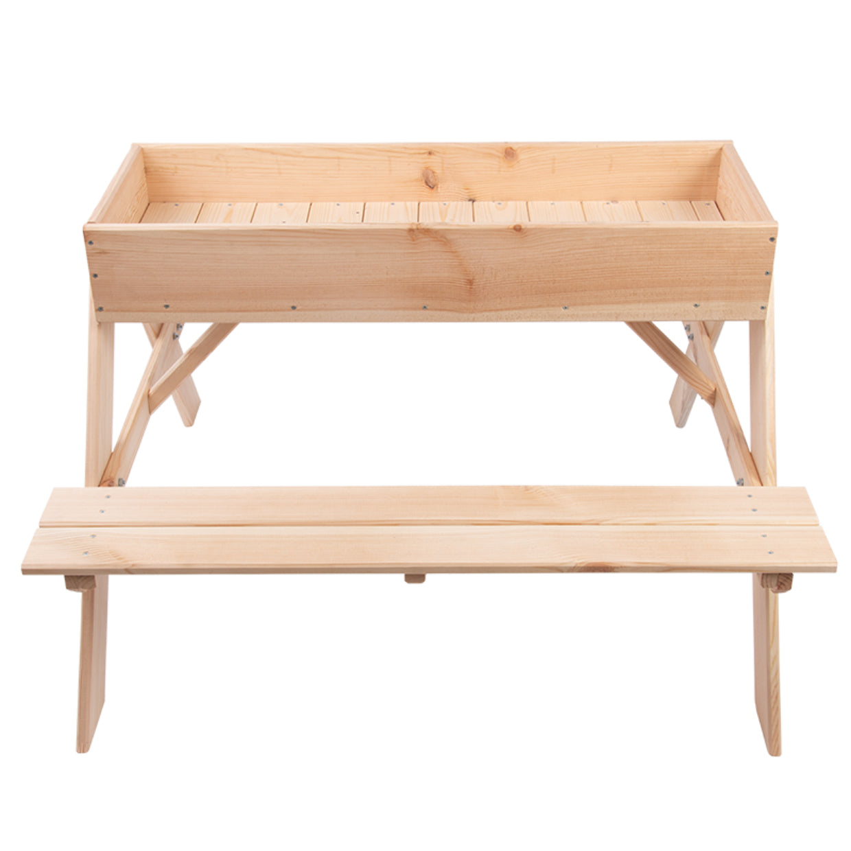 Esschert Design Picknicktisch mit Sandkasten – 93 × 60 × 88 cm – 1 Stück – ab 3 Jahren – Kiefernholz, Braun