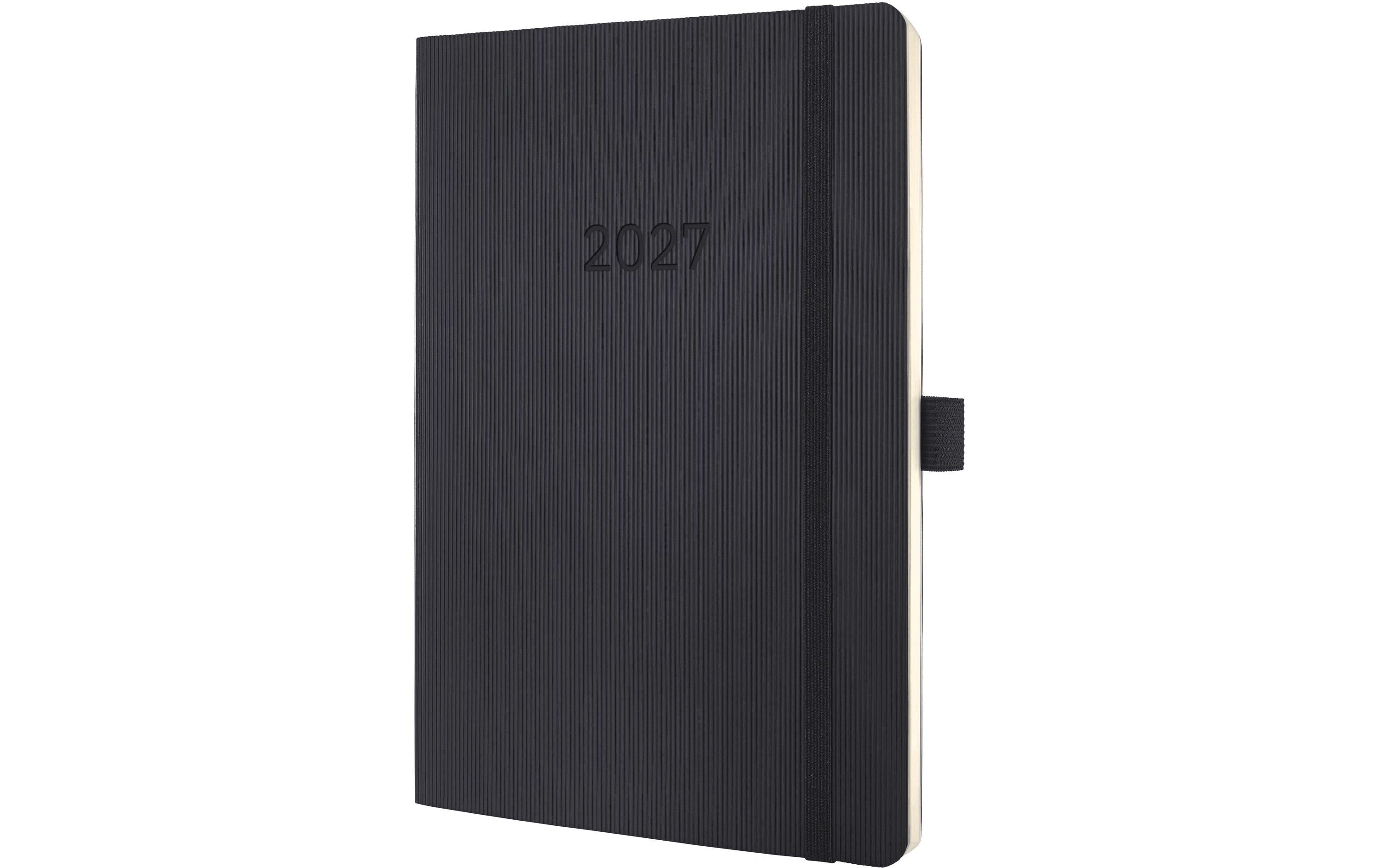 Sigel Conceptum – Wochenagenda 2027, 1 Woche/2 Seiten, A5, Softcover, mehrsprachig DE/EN/FR/NL, Schwarz
