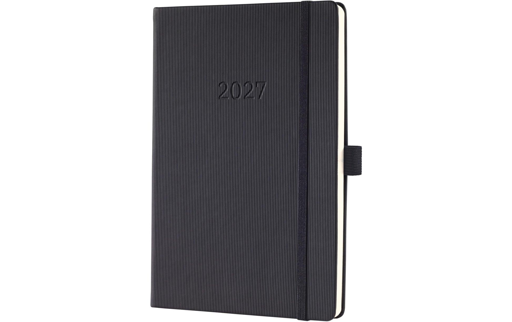Sigel Conceptum – Wochenagenda 2027, 1 Woche/2 Seiten, A5, Hardcover, mehrsprachig DE/EN/FR/NL, Schwarz