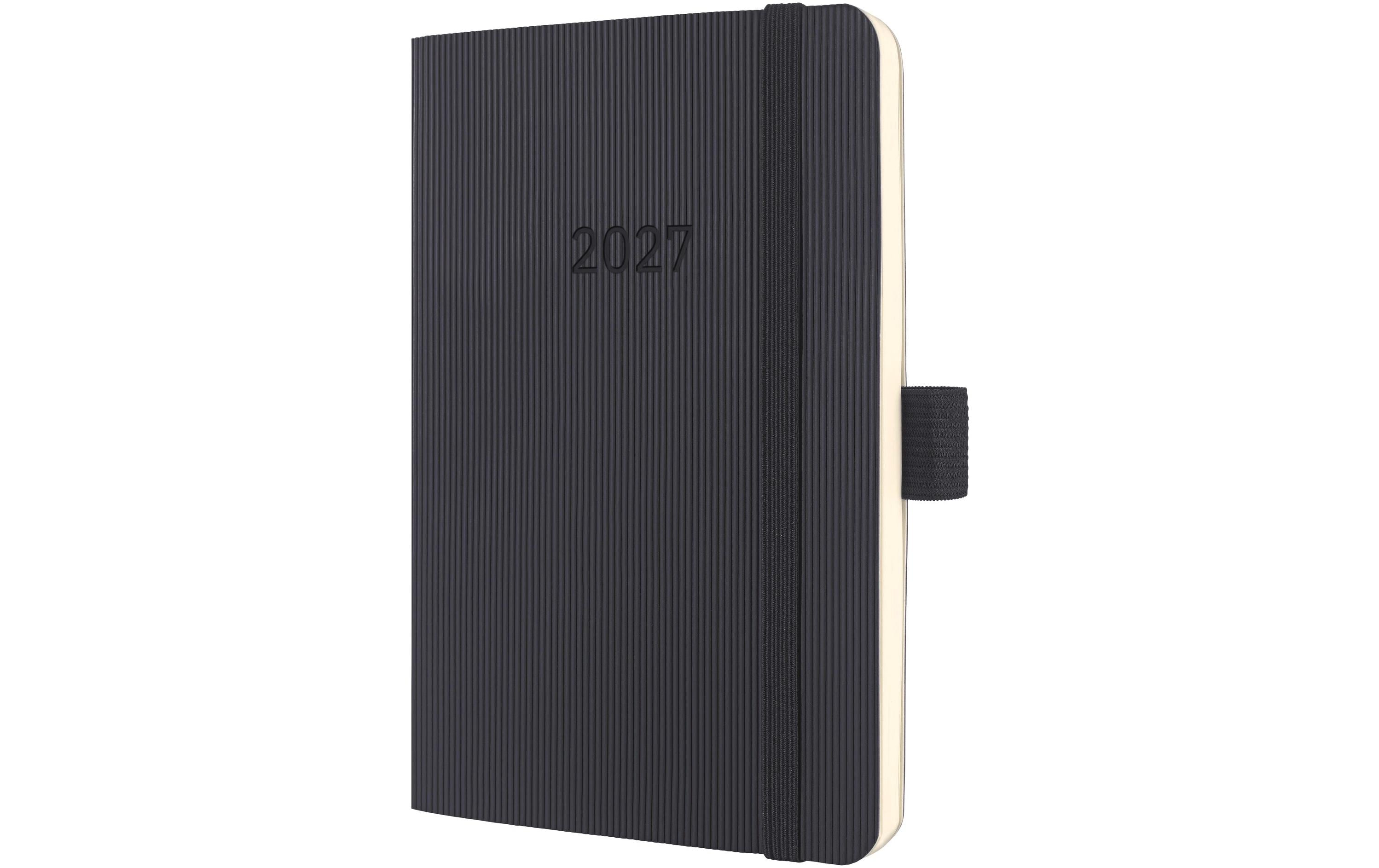 Sigel Conceptum – Wochenagenda 2027, 1 Woche/2 Seiten, A6, Hardcover, Schwarz