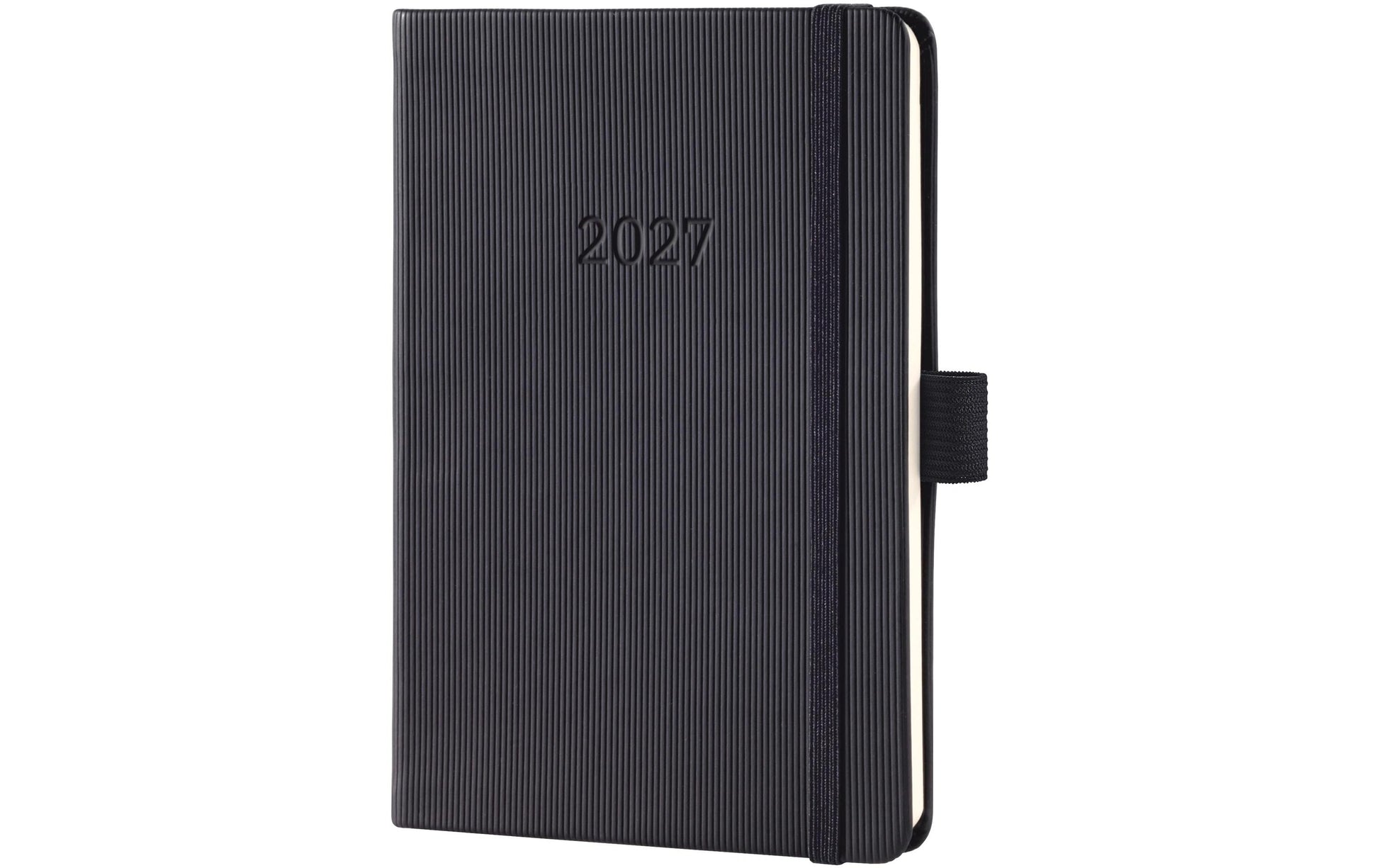 Sigel Conceptum – Wochenagenda 2027, 1 Woche/2 Seiten, A5, Hardcover, mehrsprachig D/F/I/GB/NL, Schwarz