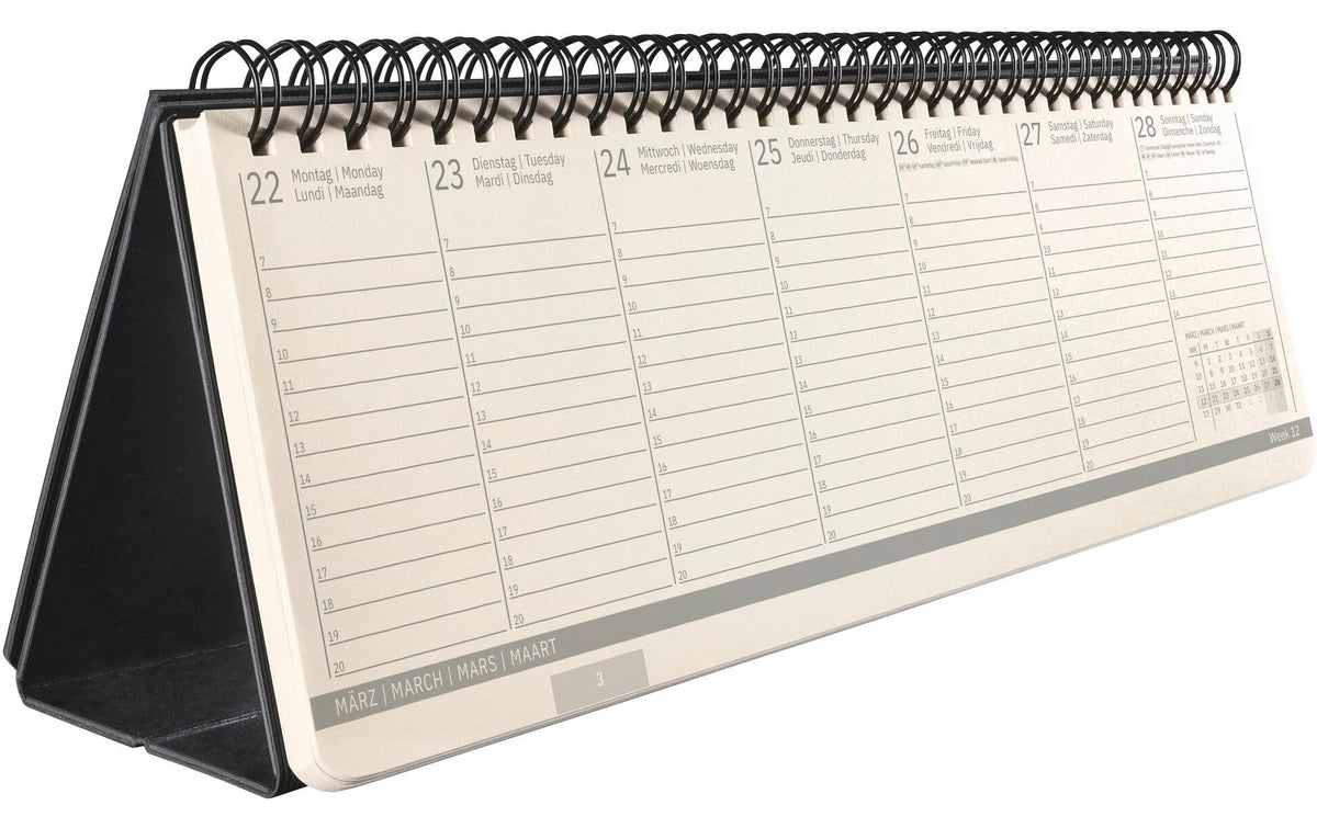 Sigel Pultkalender Conceptum – 30 × 14,3 cm, 2027, Deutsch/Französisch/Englisch/Niederländisch, Hardcover, Schwarz