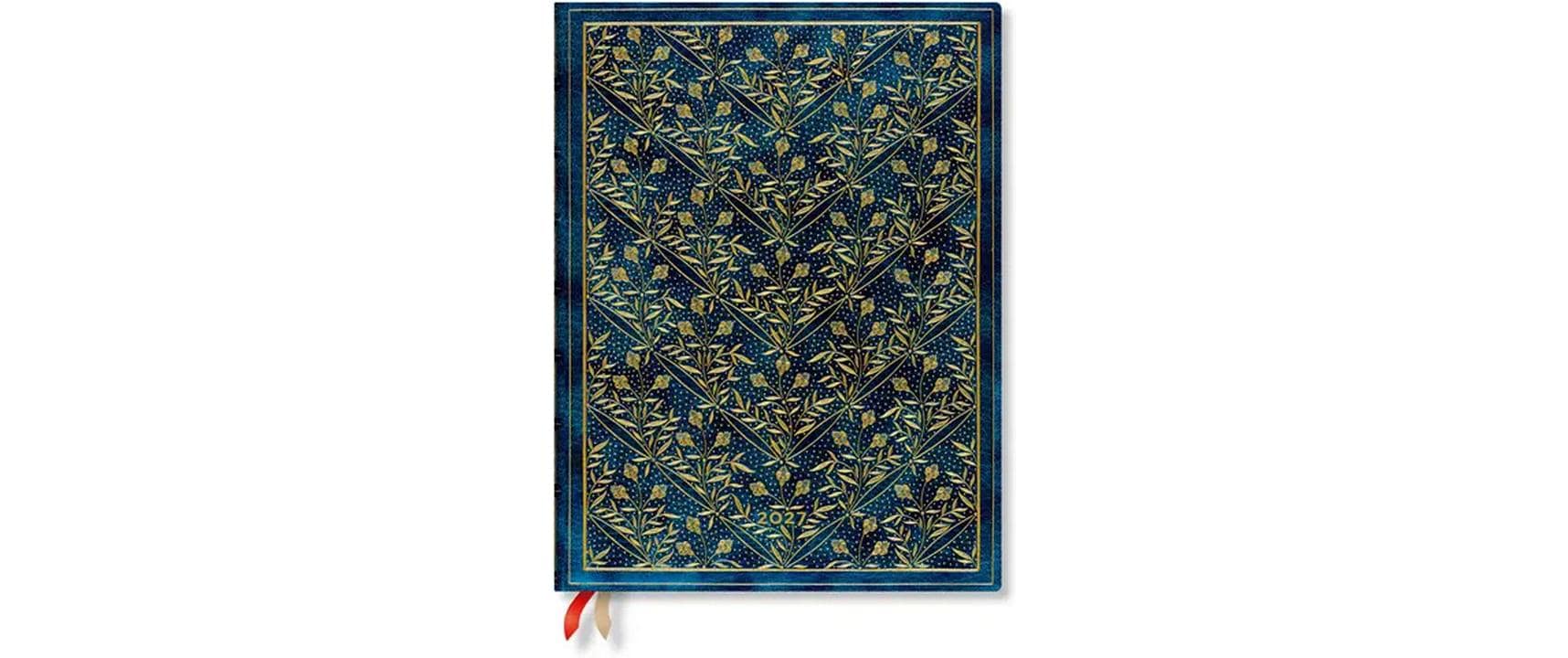 Paperblanks Wochenagenda 2027, 1 Woche/2 Seiten, 18 × 23 cm, Hardcover, Wildblumen, Blau