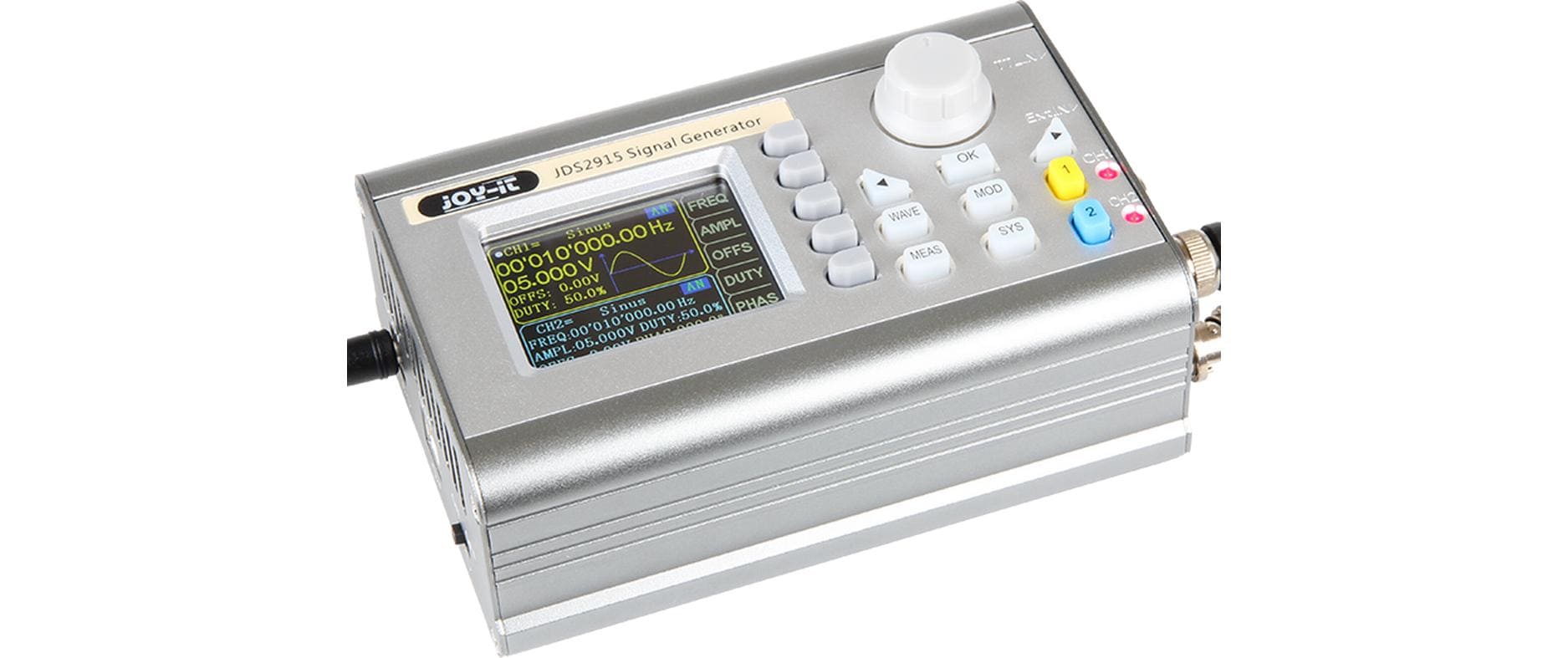 Joy-iT JT-JDS2960 – Signalgenerator – 2 Kanäle, bis 60 MHz, 20 Vpp, USB, Akku-/Netzbetrieb, LCD, Silber
