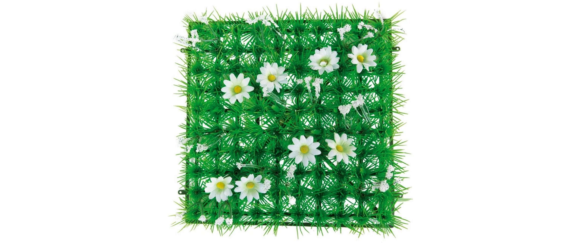 Dekomat ag Grasplatte Anemonen – 25 × 25 × 3 cm – Kunstseide & Kunststoff, Mehrfarbig