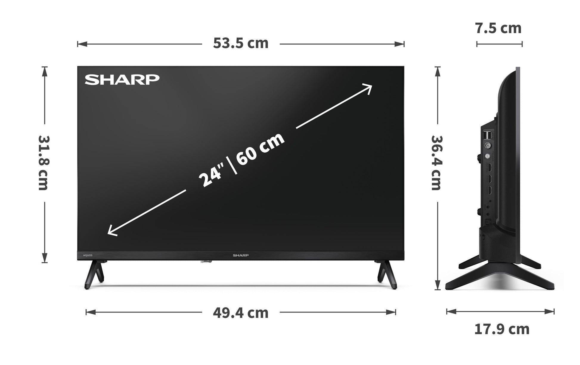 Sharp 24HF2265E – 24" TV – 1366 × 768 – LCD – Google TV – 60 Hz