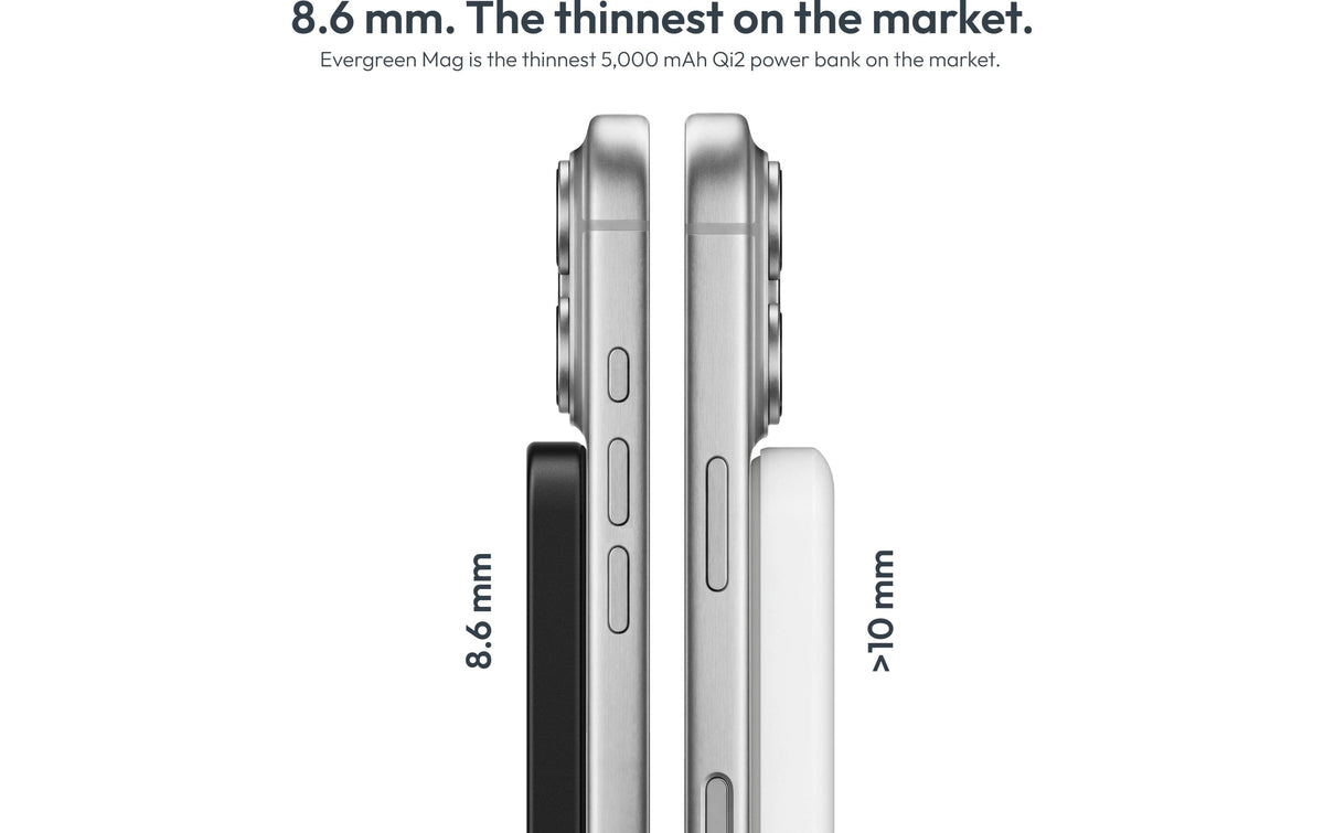Vonmählen Evergreen Mag MagSafe Powerbank 5'000 mAh – 15 W PD, 1× USB-C, Schwarz