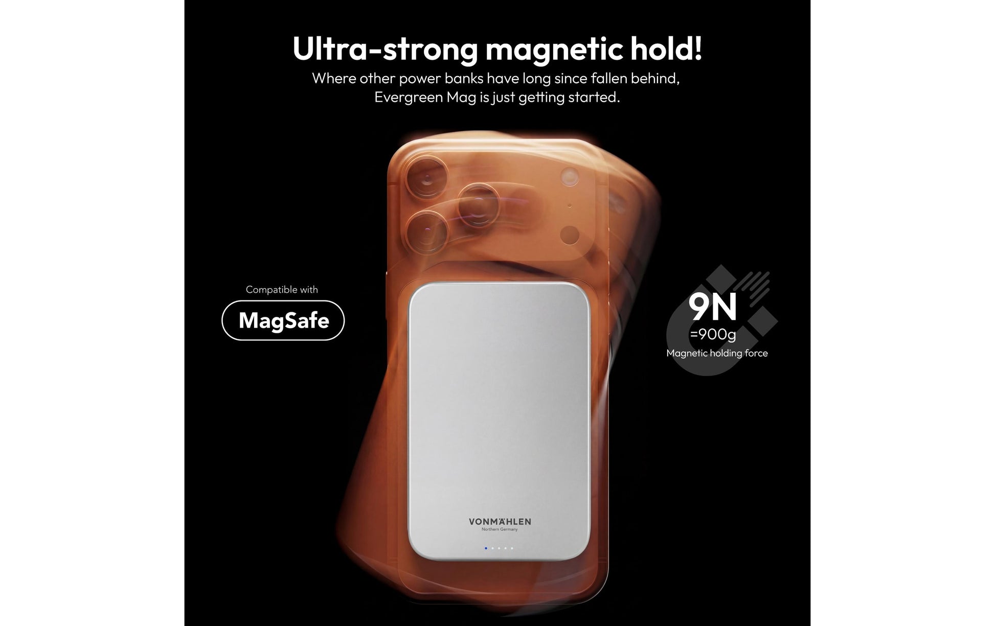 Vonmählen Evergreen Mag MagSafe Powerbank 5'000 mAh – 15 W PD, 1× USB-C, Weiss