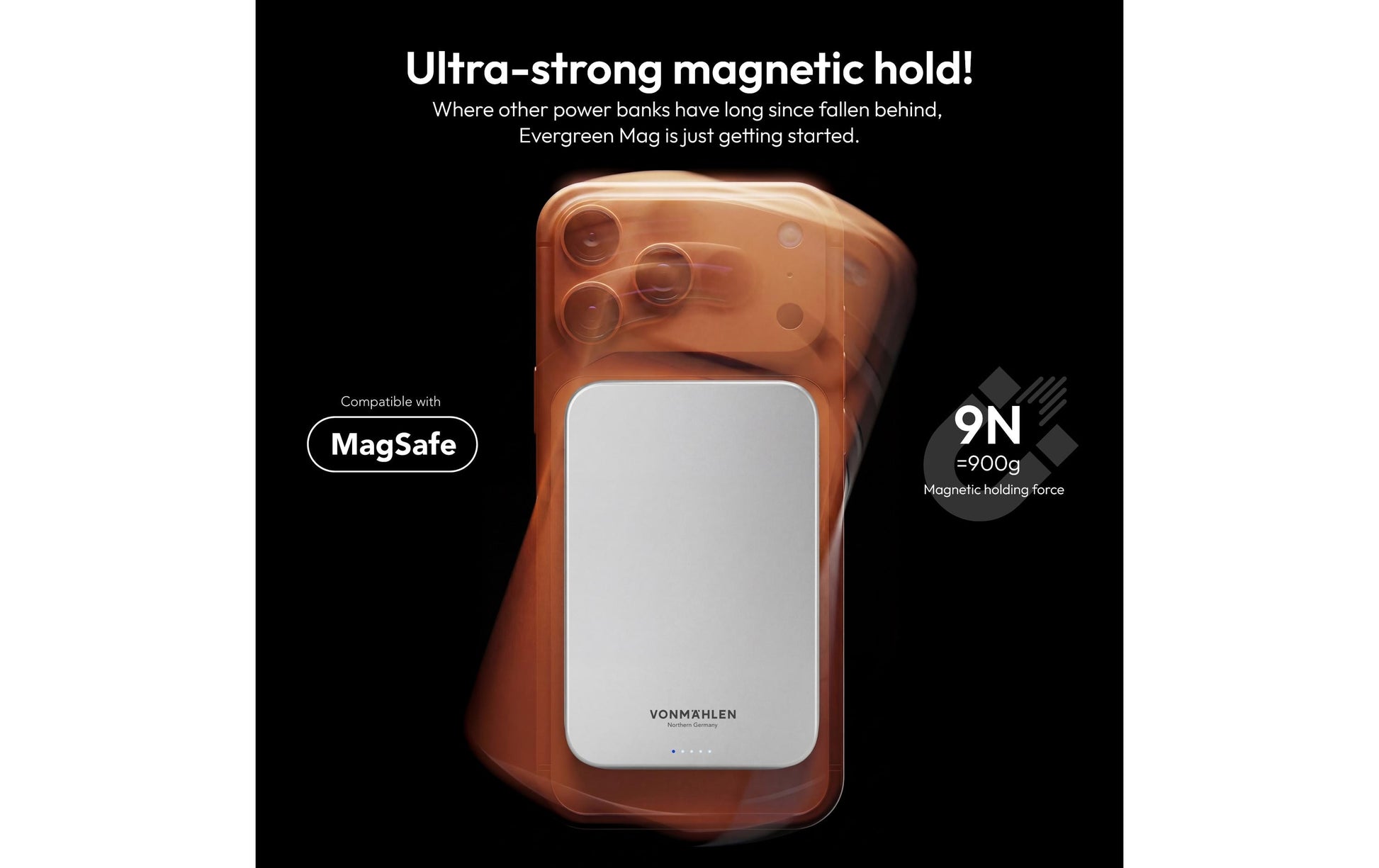 Vonmählen Evergreen MagSafe Powerbank 10'000 mAh – 20 W PD, 1× USB-C, Weiss