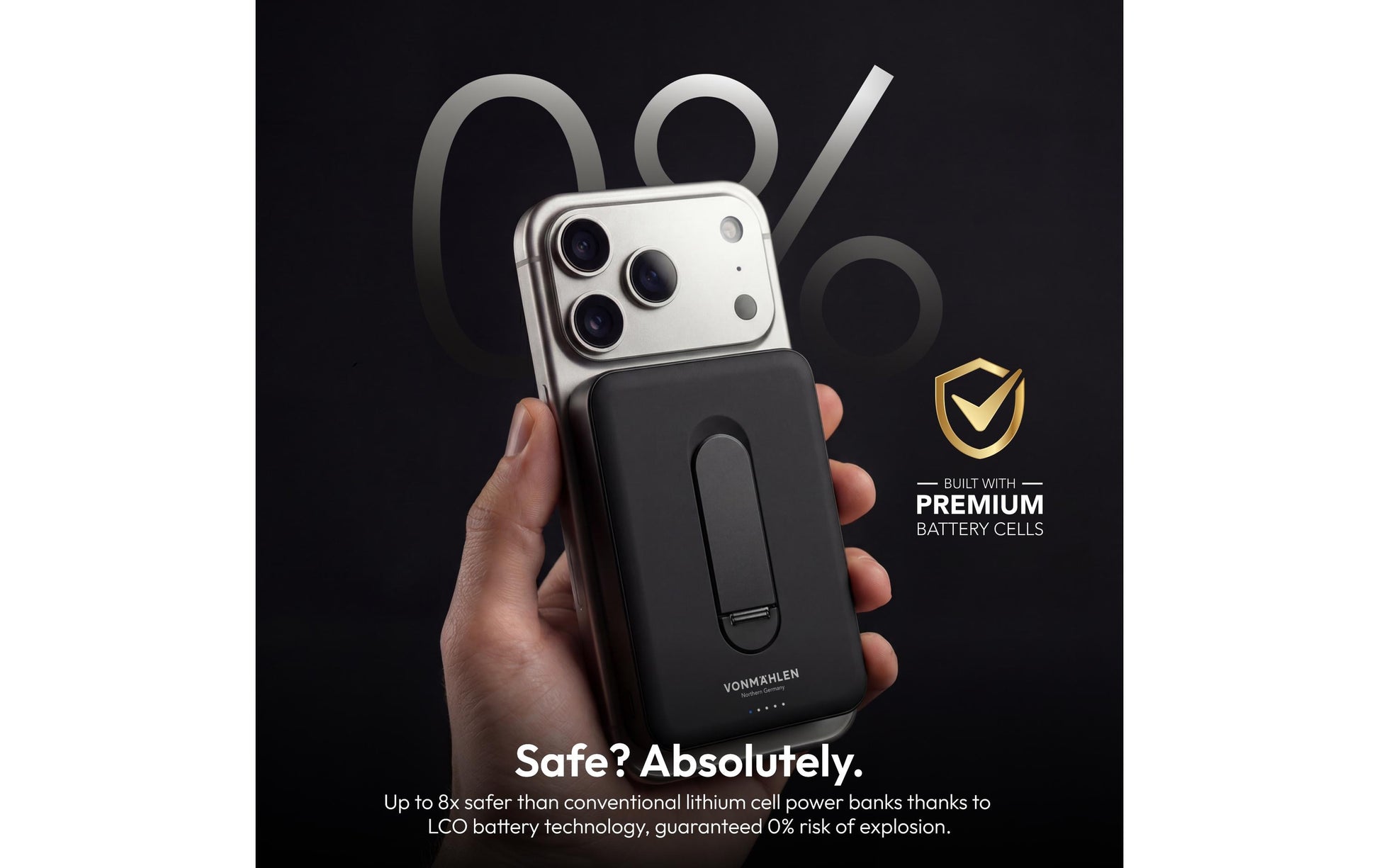 Vonmählen Evergreen Mag MagSafe Powerbank 10'000 mAh – 1× USB-C, schwarz