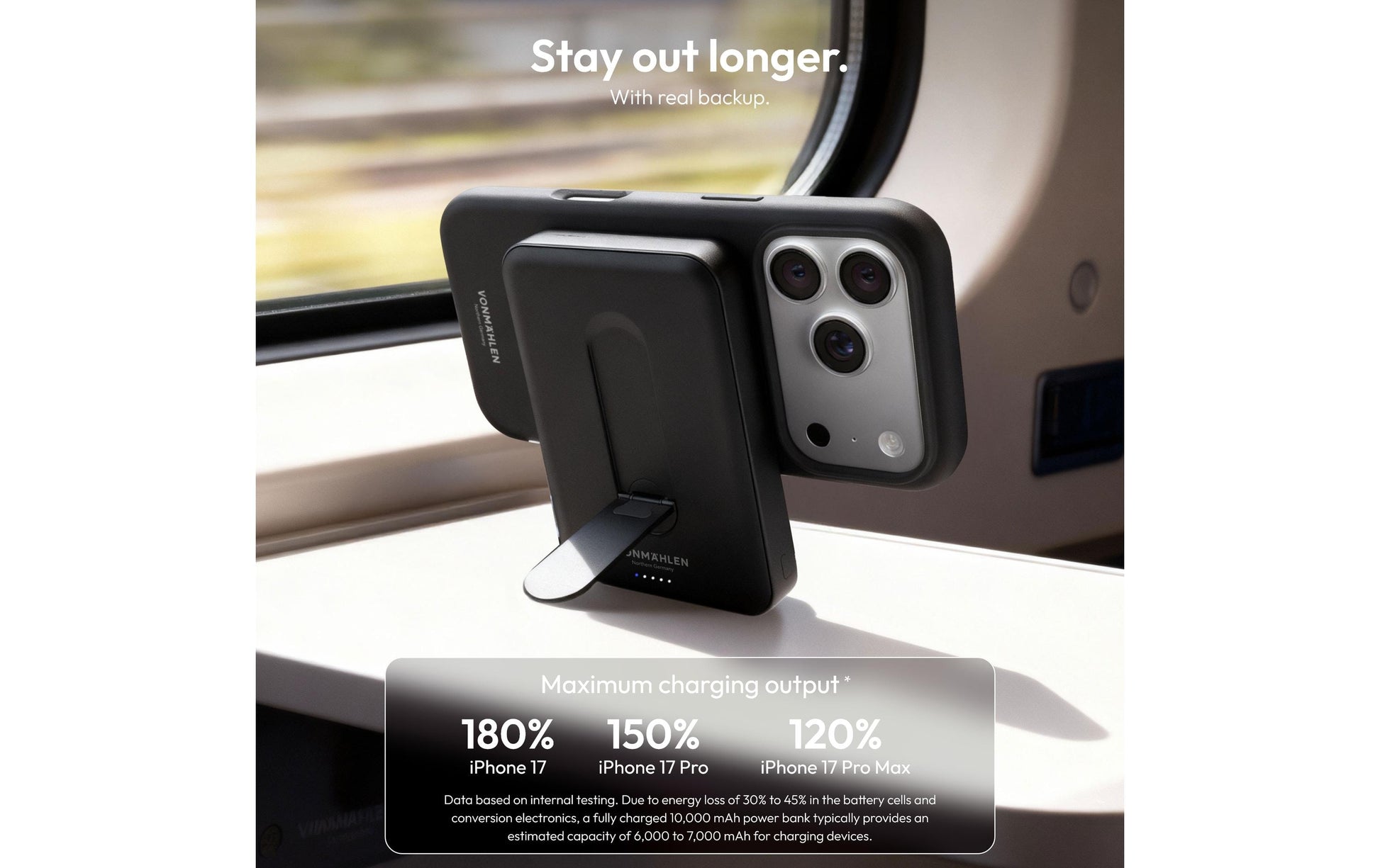 Vonmählen Evergreen Mag MagSafe Powerbank 10'000 mAh – 1× USB-C, schwarz