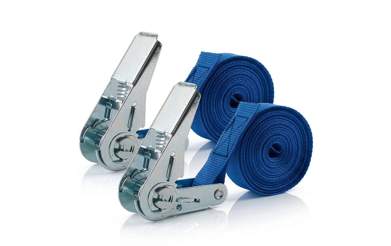 Easymaxx Spanngurt – für LKW, Breite 25 mm, Länge 5 m, Blau, 2er Set