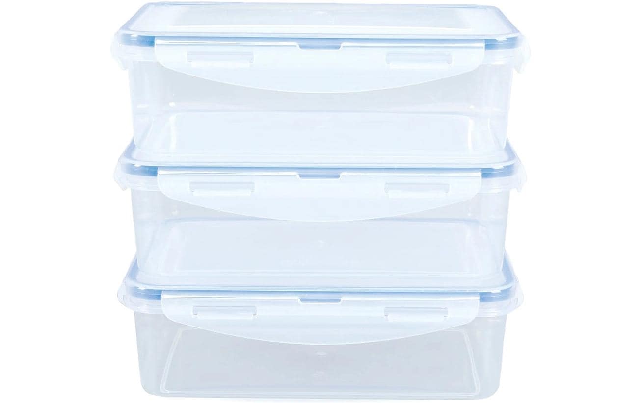 Gourmetmaxx Vorratsdose 1,2 l, 14,5 × 21 × 6 cm, Polypropylen (PP)/Silikon, Transparent, 3er-Set