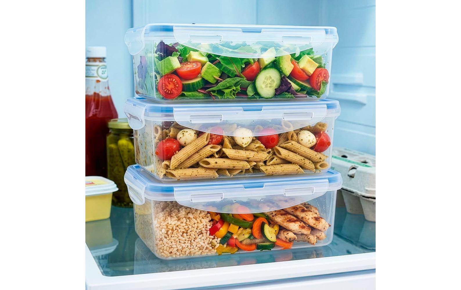 Gourmetmaxx Vorratsdose 1,2 l, 14,5 × 21 × 6 cm, Polypropylen (PP)/Silikon, Transparent, 3er-Set