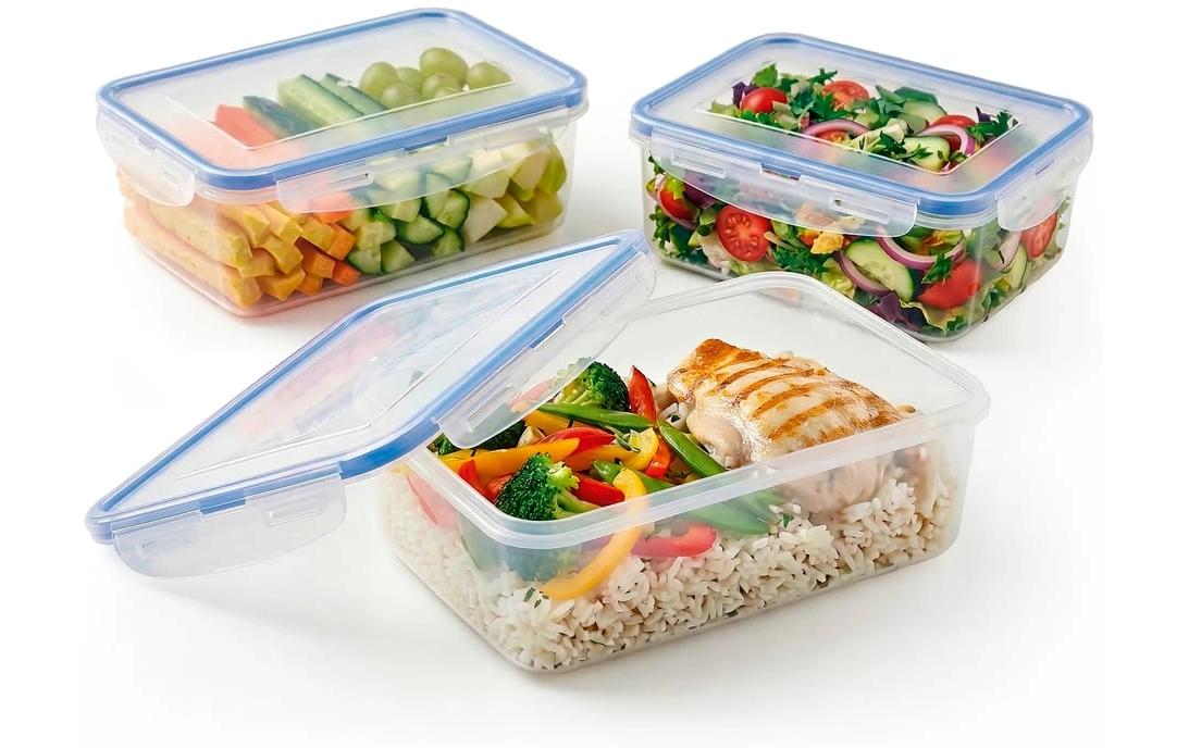 Gourmetmaxx Vorratsdose 1,2 l, 14,5 × 21 × 6 cm, Polypropylen (PP)/Silikon, Transparent, 3er-Set