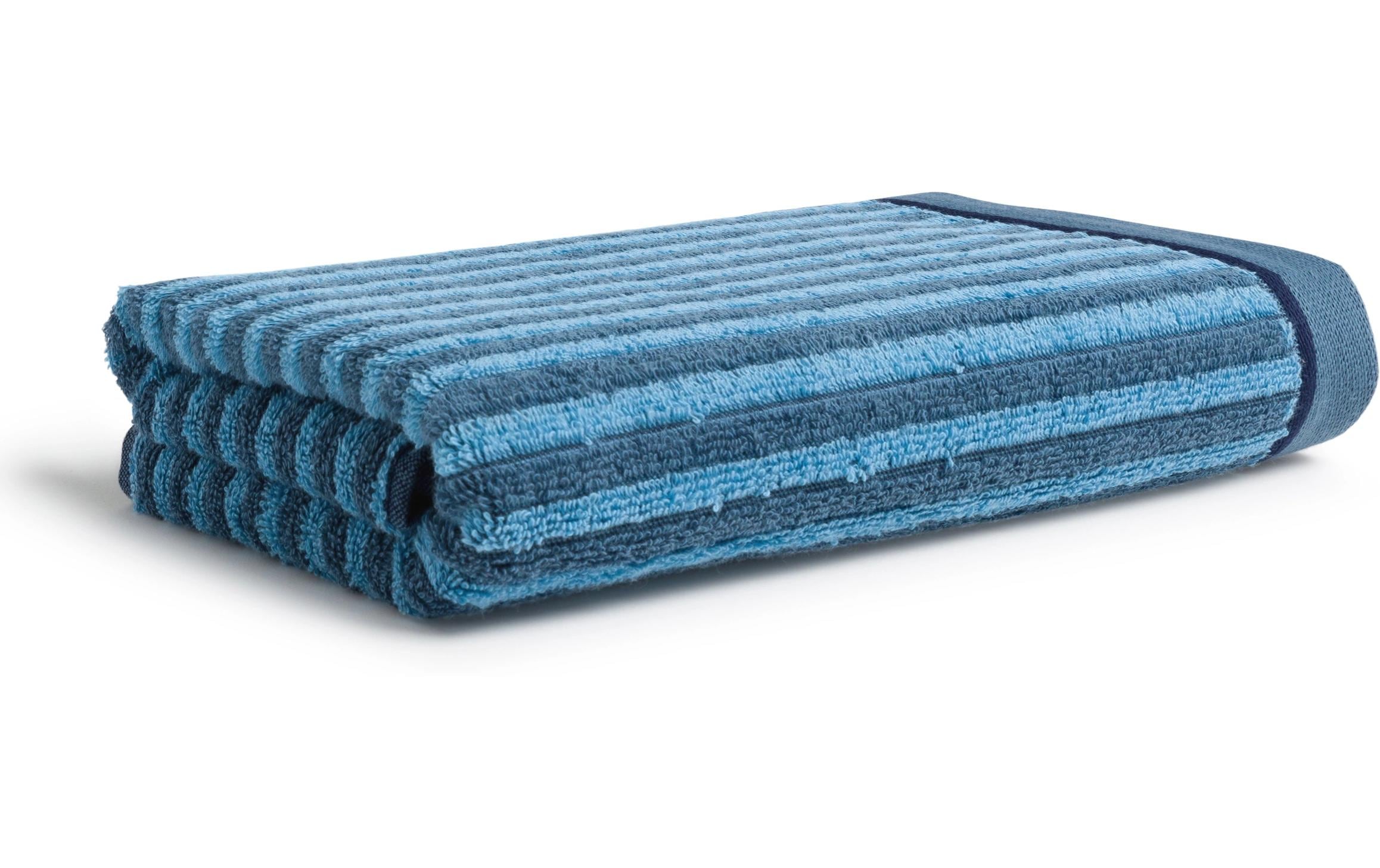 Möve Duschtuch Geometric Shapes Stripes – 67 × 140 cm, Blau, Baumwolle, 530 g/m²