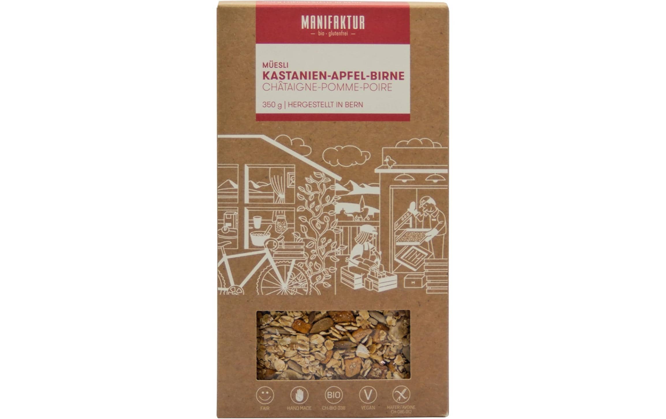 Manifaktur Müesli Kastanien-Apfel-Birne – Bio, glutenfrei – 350 g